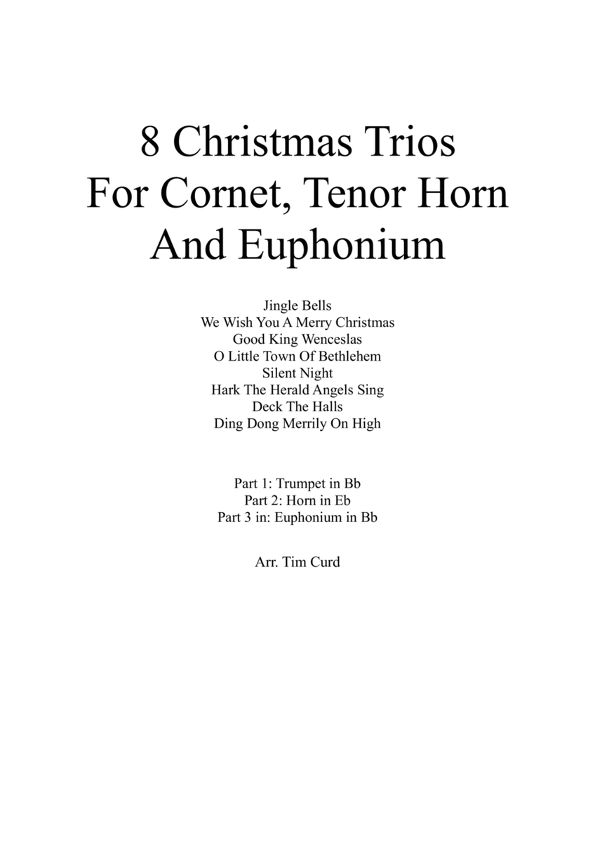 8 Christmas Trios for Cornet, Tenor Horn and Euphonium image number null