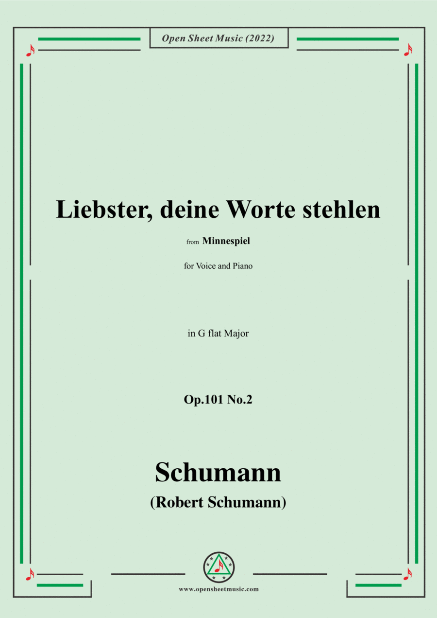 Schumann-Liebster,deine Worte stehlen,Op.101 No.2,in G flat Major Voice scores gallery preview page 1