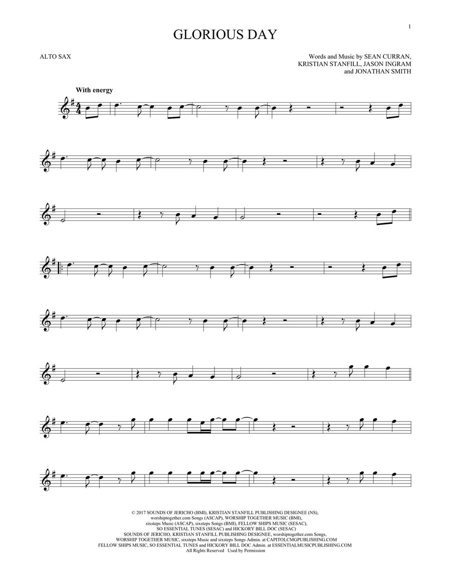 Glorious Day Glorious Day Alto Saxophone scores gallery preview page 1