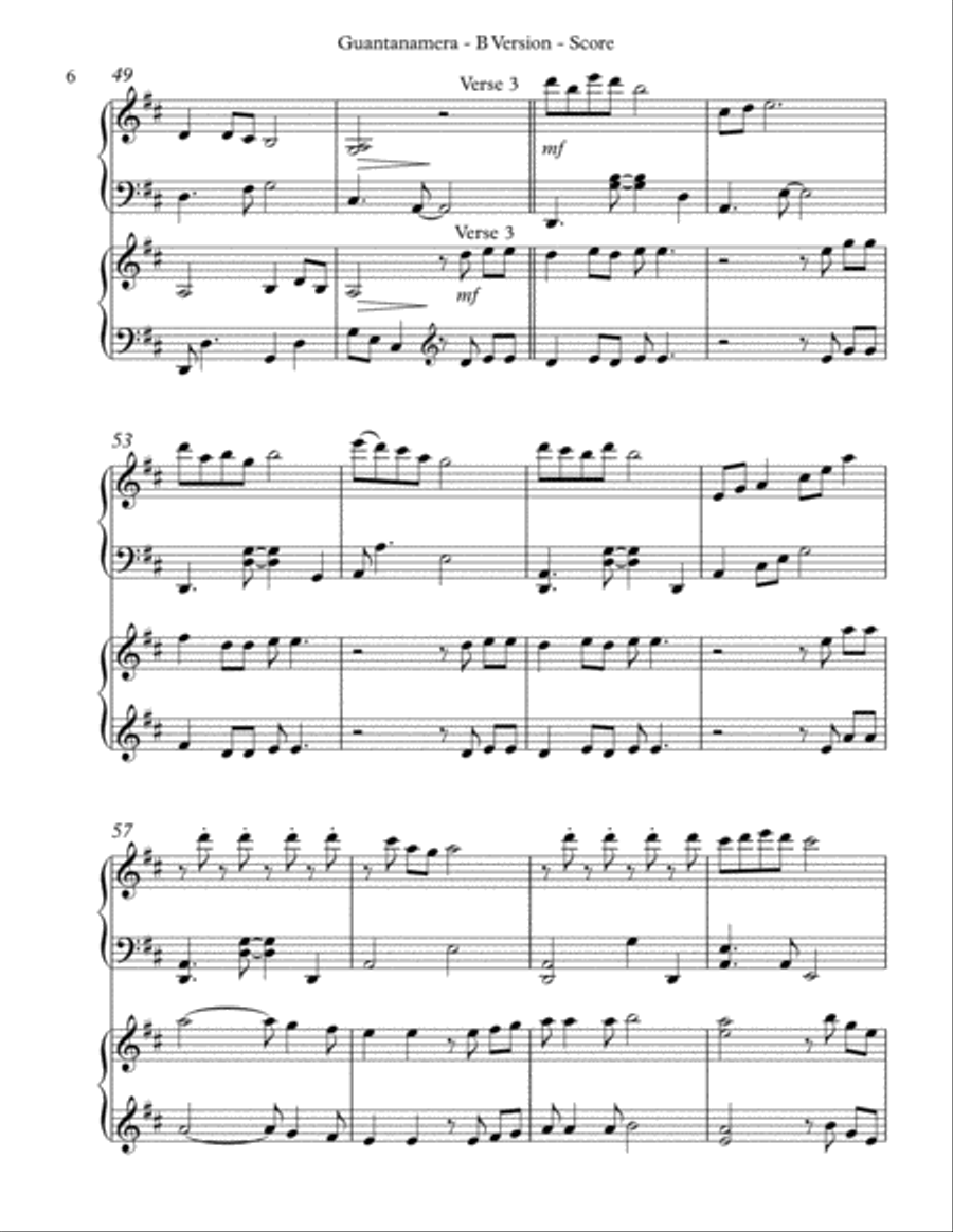 Guantanamera Celtic Harp scores gallery preview page 6