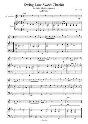 Swing Low Sweet Chariot for Solo Alto Saxophone and Piano