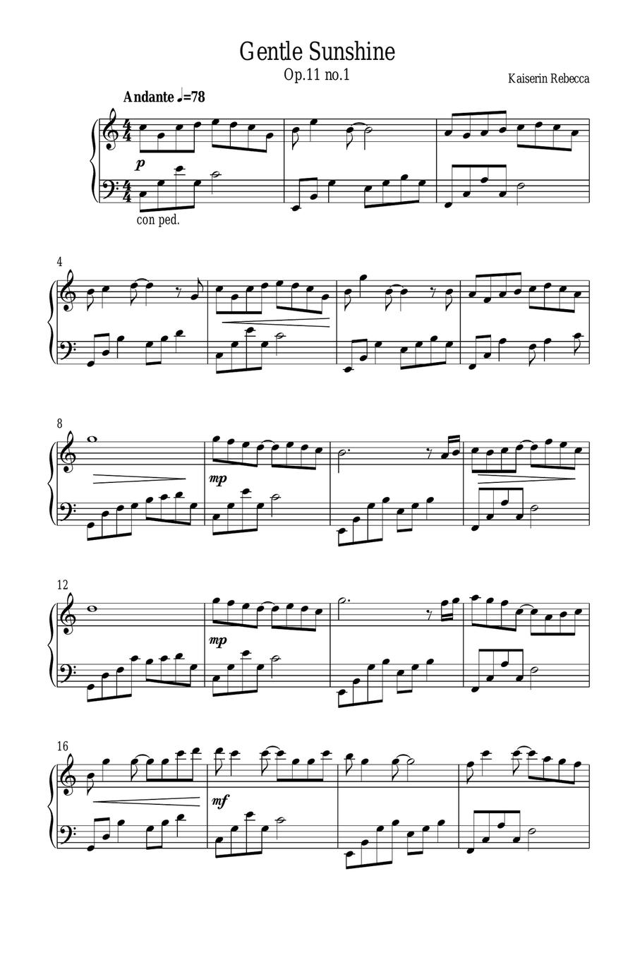 Gentle Sunshine (Op.11 no.1) Piano Method scores gallery preview page 1