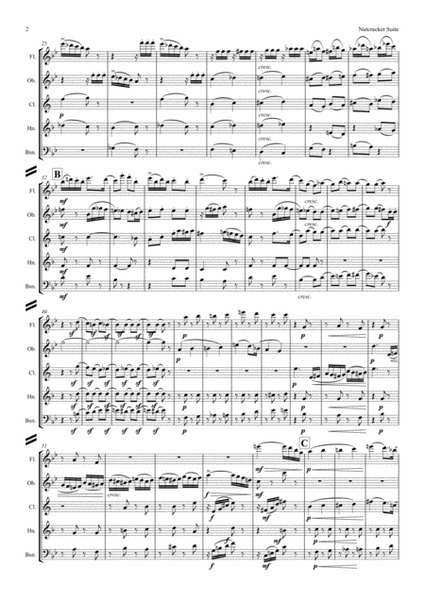 Tchaikovsky: Casse-Noisette: Nutcracker Suite (Complete) (SCORE only) - wind quintet image number null