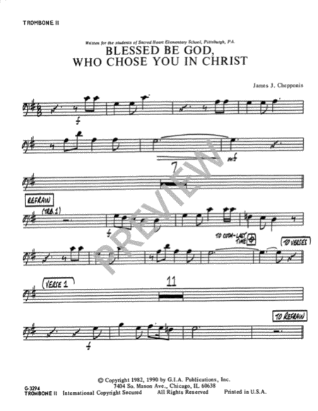 Blessed Be God, Who Chose You in Christ - Instrument edition