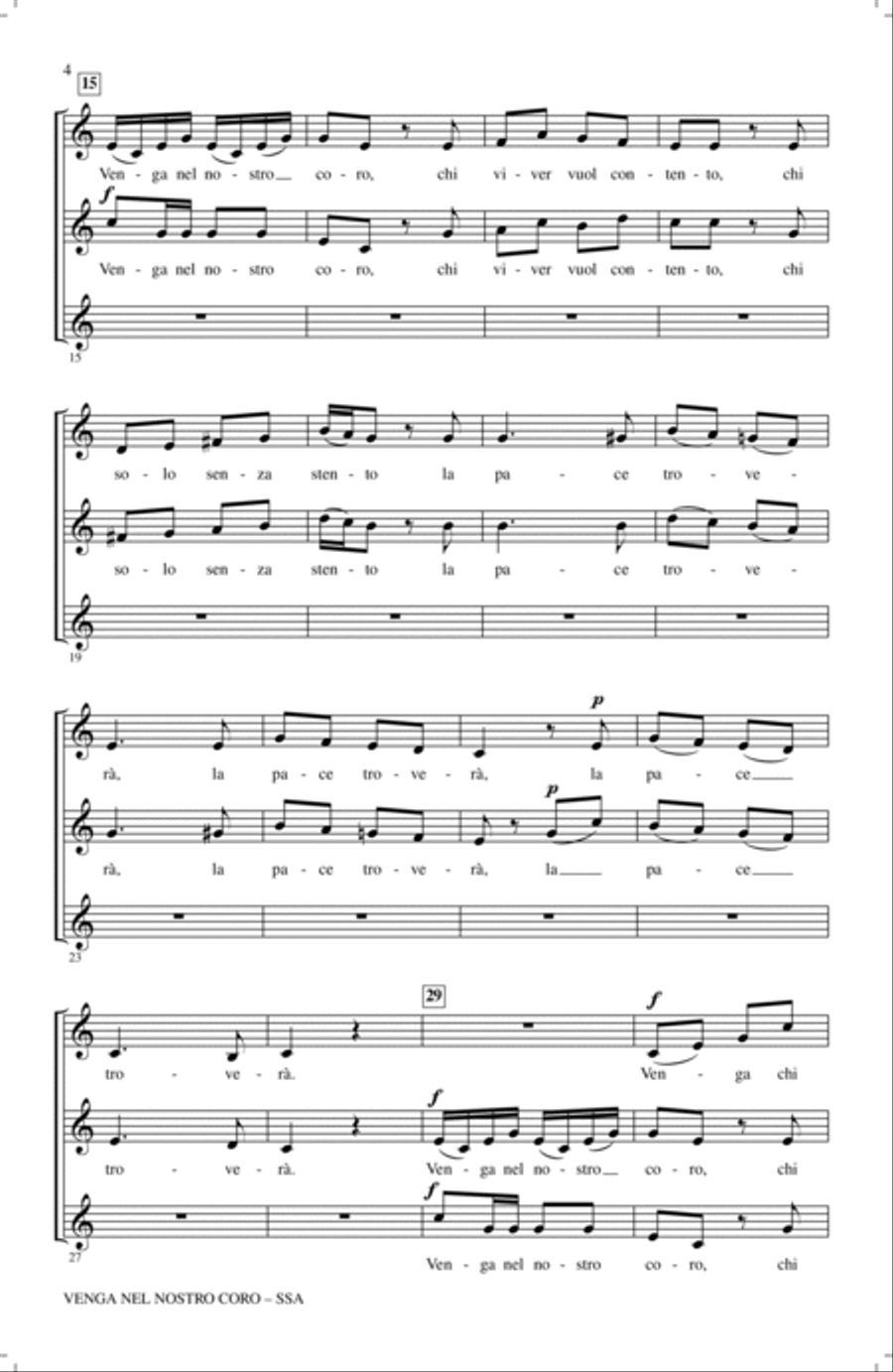 Venga Nel Nostro Coro Venga Nel Nostro Coro SSA scores gallery preview page 2