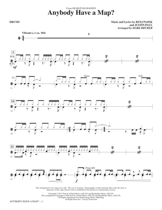 Anybody Have A Map? (from Dear Evan Hansen) (arr. Mark Brymer) - Drums