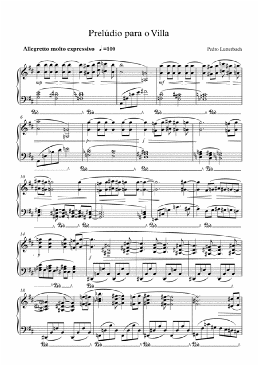 Prelúdio para o Villa (Prelude for Villa) Piano Solo scores gallery preview page 1