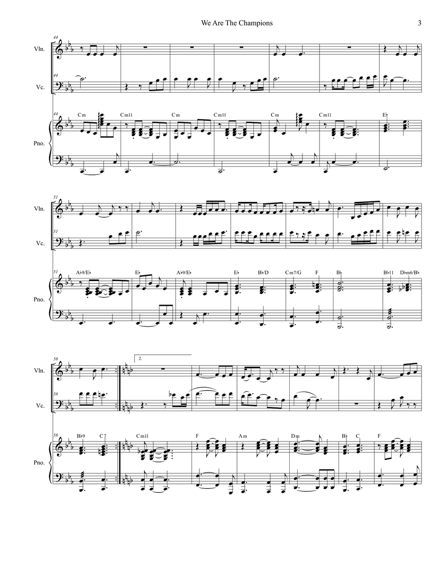 We Are The Champions Piano Trio scores gallery preview page 3