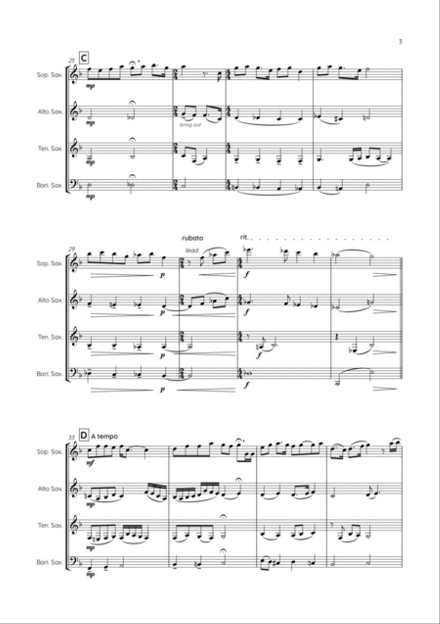 When She Loved Me Saxophone Quartet scores gallery preview page 3