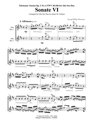 Telemann: Sonata Op. 2 No. 6 for Alto Sax Duo