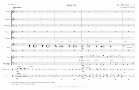 Aloha 'Oe for Jazz Ensemble and Horns, a bossa nova. image number null