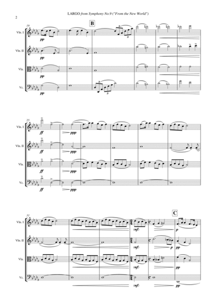 Largo from Symphony No.9 ("From the New World") (Dvorak) - Theme for String Quartet