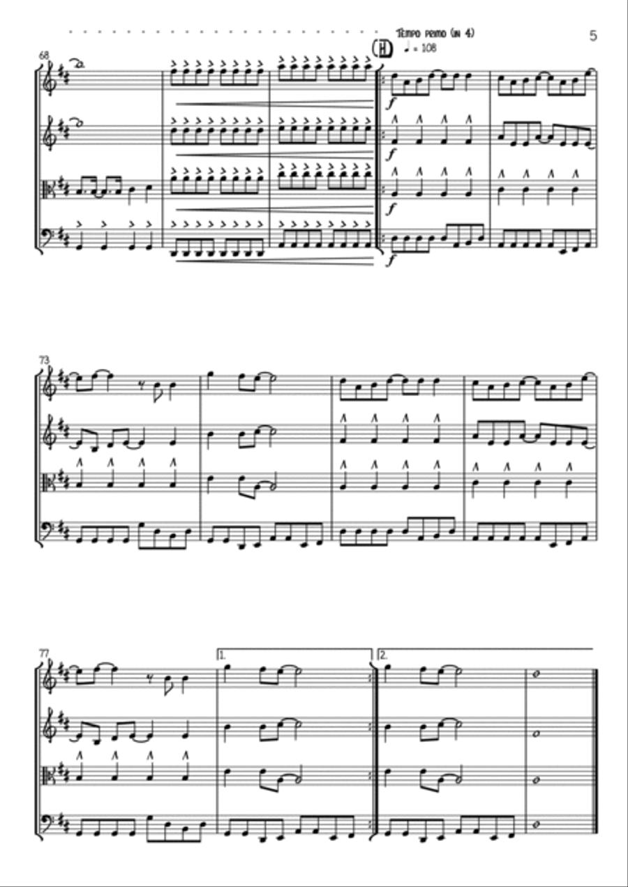 Come On Eileen String Quartet scores gallery preview page 5
