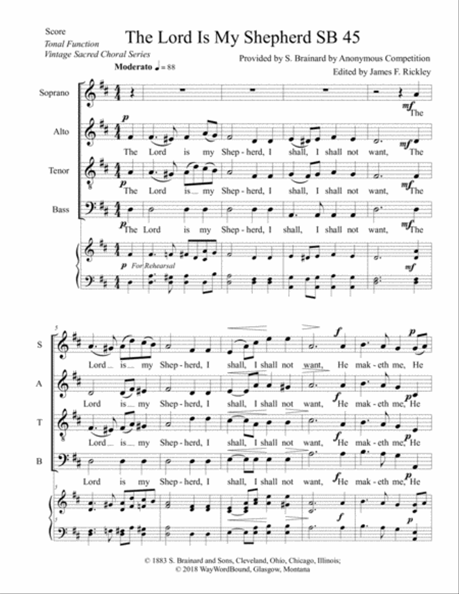 The Lord Is My Shepherd (SB 45) 4-Part scores gallery preview page 1