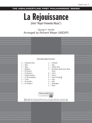Book cover for La Rejouissance (from Royal Fireworks Music): Score