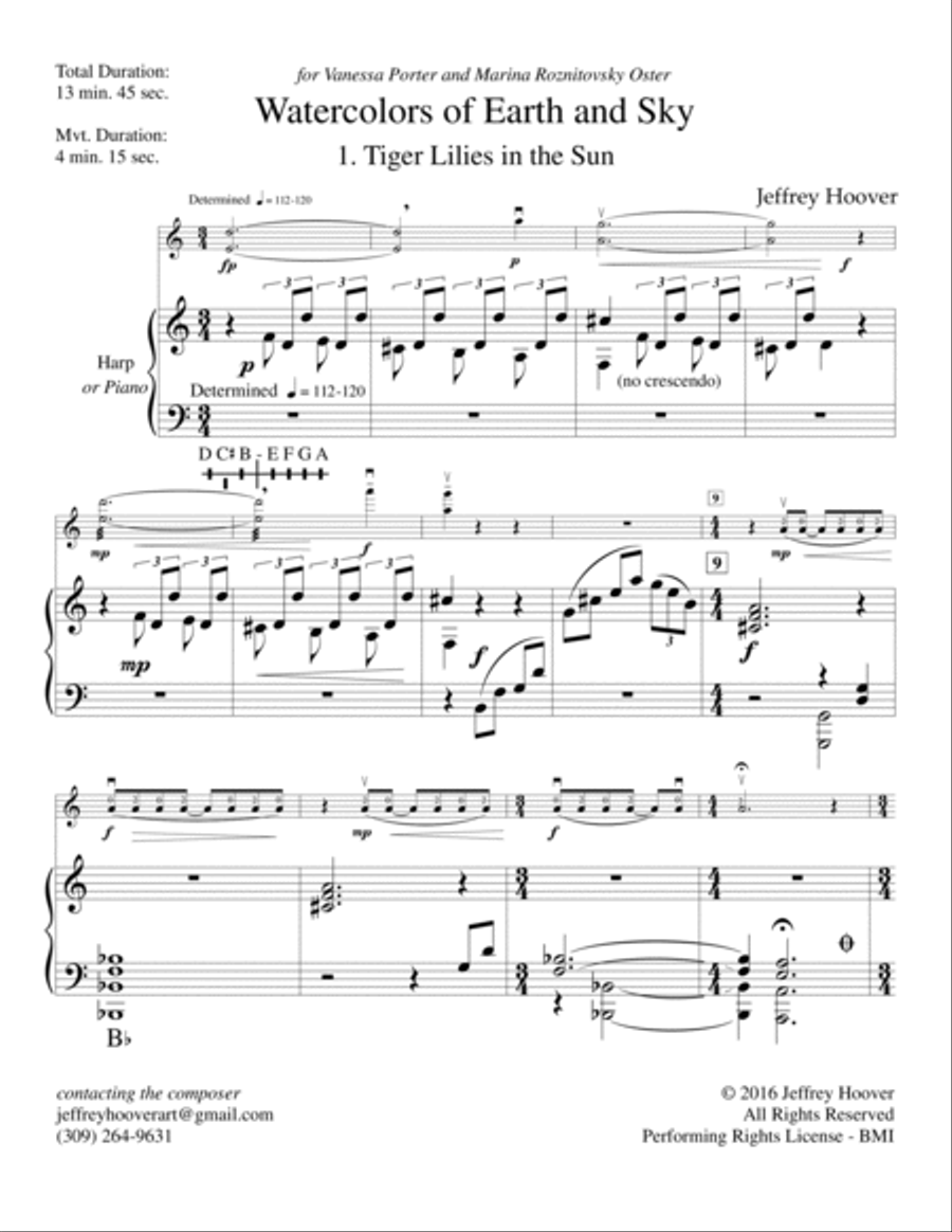 Watercolors of Earth and Sky (violin and harp - or violin and piano) Harp scores gallery preview page 5