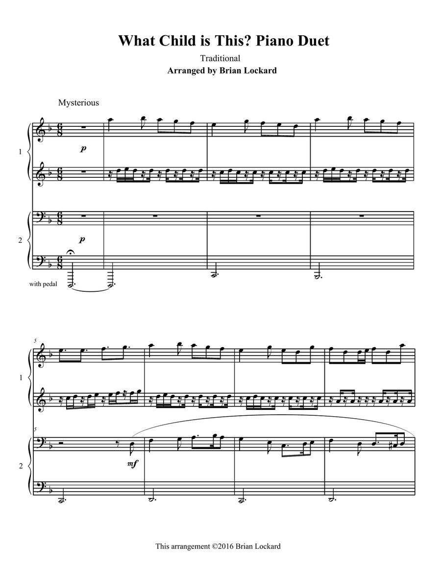 What Child Is This? Piano Four Hands Piano Duet scores gallery preview page 1