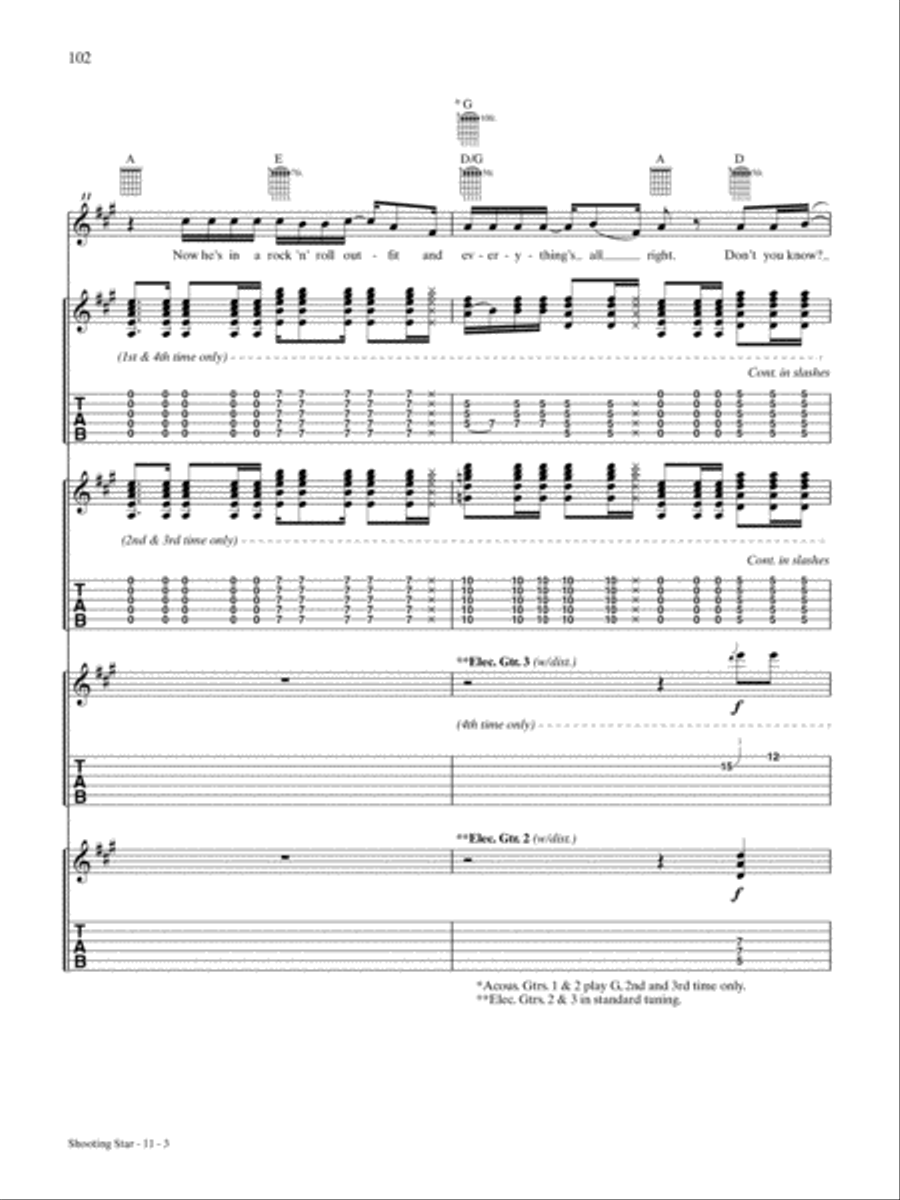 Shooting Star Guitar Tablature scores gallery preview page 3