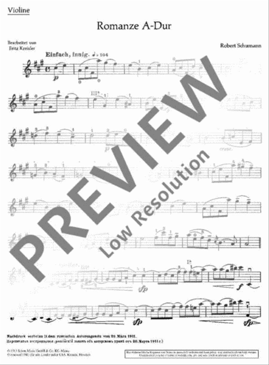 Romance in A Major Violin Solo scores gallery preview page 3