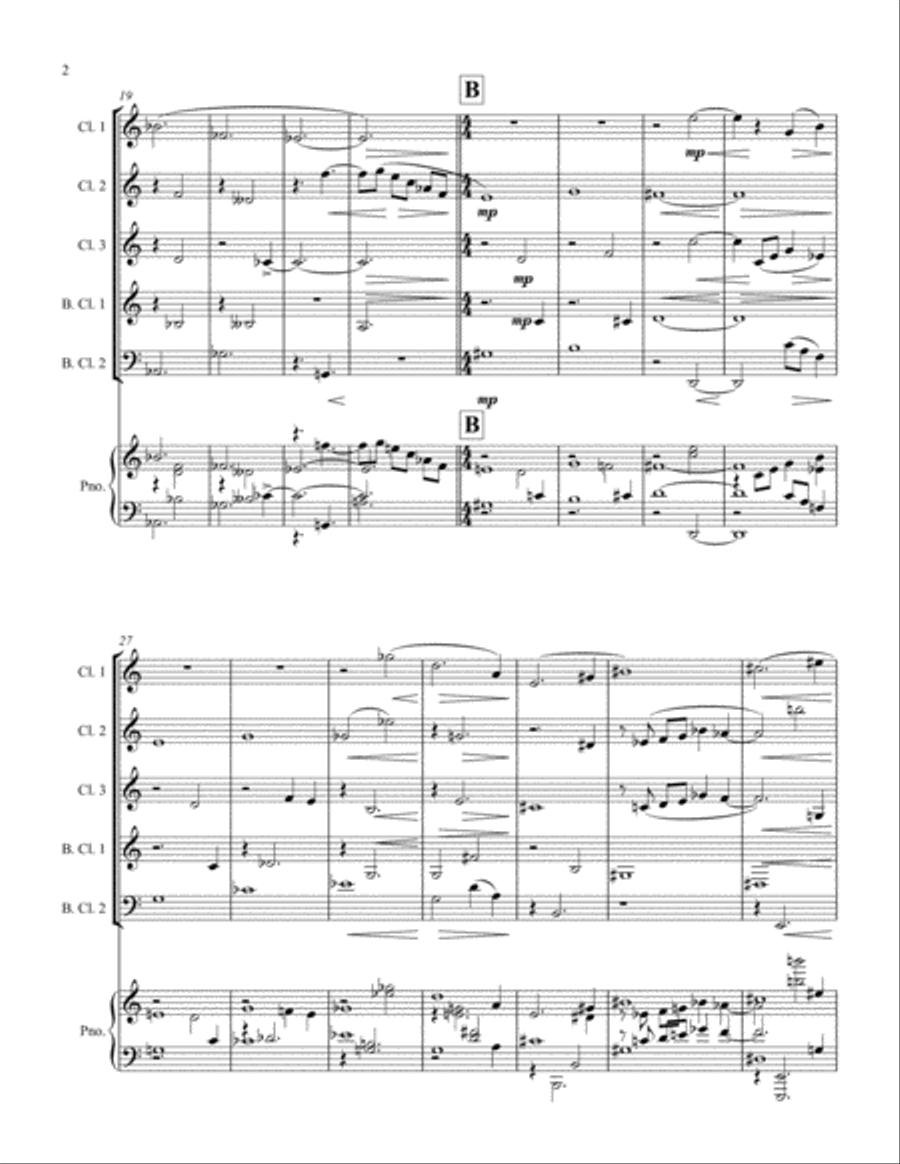 Nocturne #2 for 5 clarinets Clarinet Quintet scores gallery preview page 2