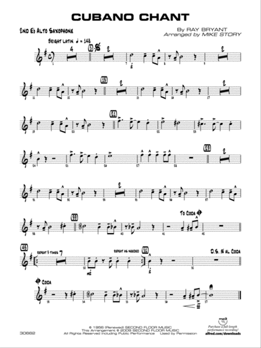 Cubano Chant: 2nd E-flat Alto Saxophone Jazz Ensemble scores gallery preview page 1