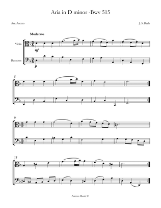 aria bwv 515 for viola and bassoon sheet music