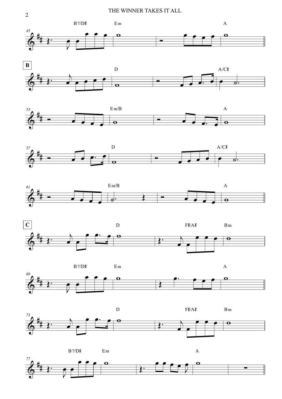 The Winner Takes It All Alto Saxophone scores gallery preview page 2