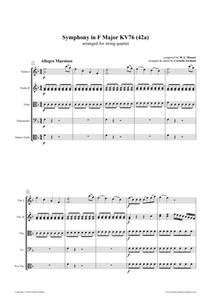 Easy Mozart for Strings - Symphony in F Major KV76 arranged for String Quartet
