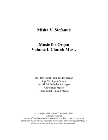 Music for Organ Volume I. Church music