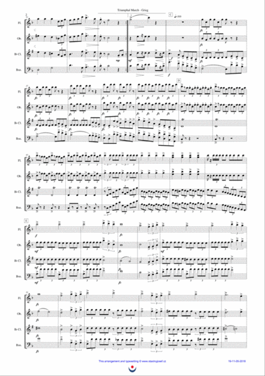 Triumphal March (Grieg) Triumphal March (Grieg) Woodwind Quartet scores gallery preview page 2