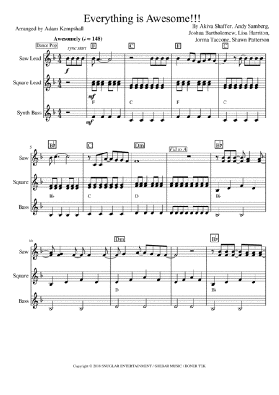 Everything Is Awesome (awesome Remixx!!!) Small Ensemble scores gallery preview page 1
