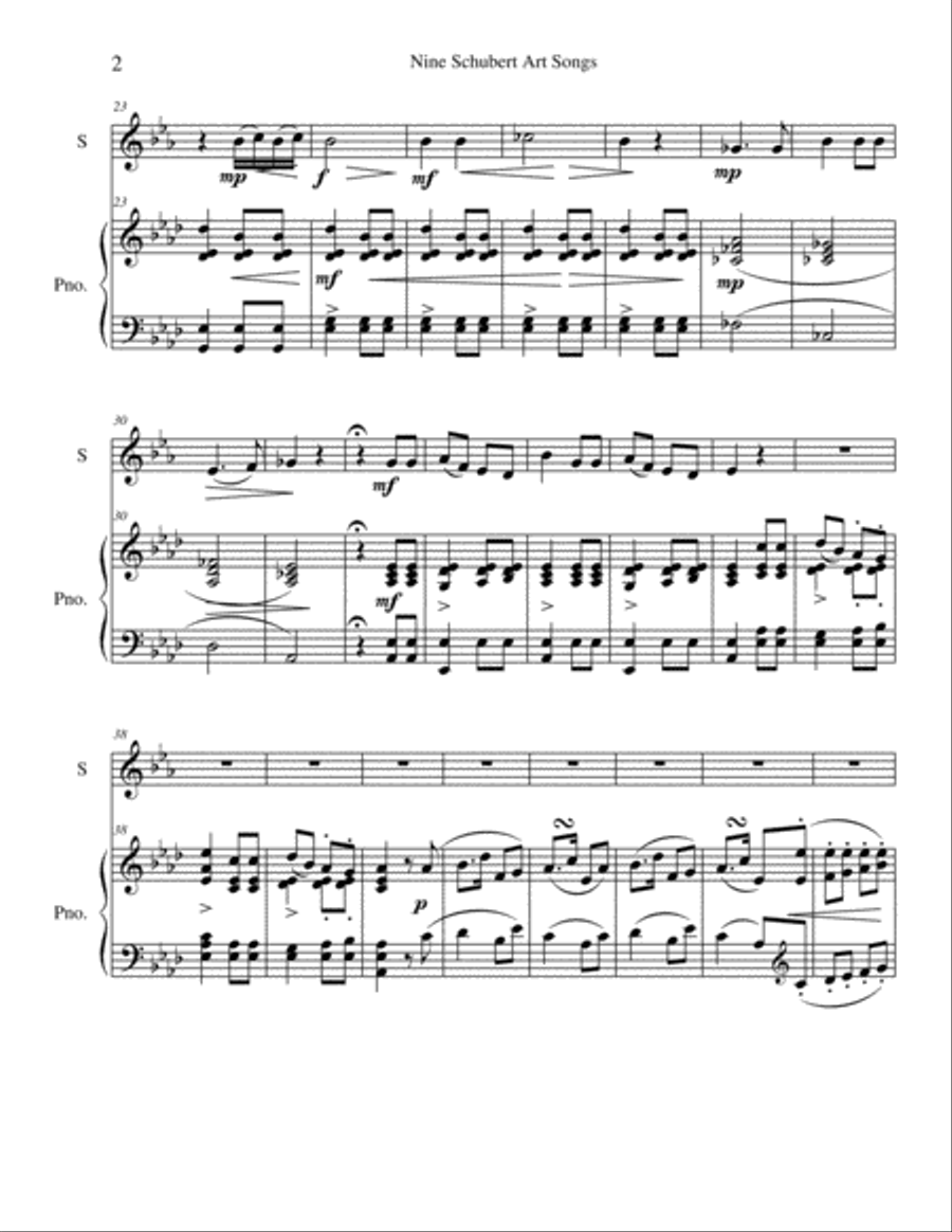 Nine Schubert Art Songs Horn scores gallery preview page 2