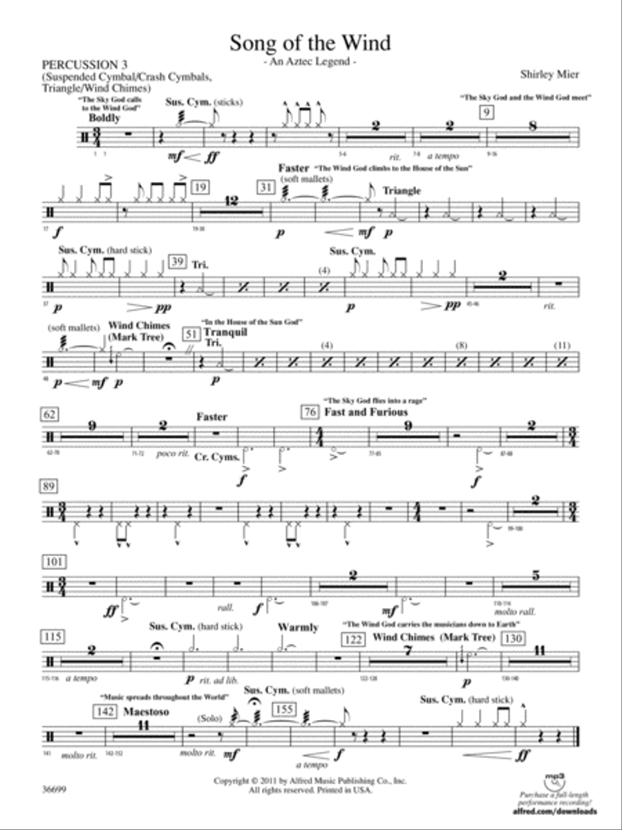 Song of the Wind: 3rd Percussion Concert Band scores gallery preview page 1