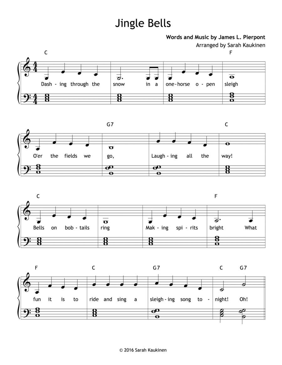 Jingle Bells Easy Piano scores gallery preview page 1