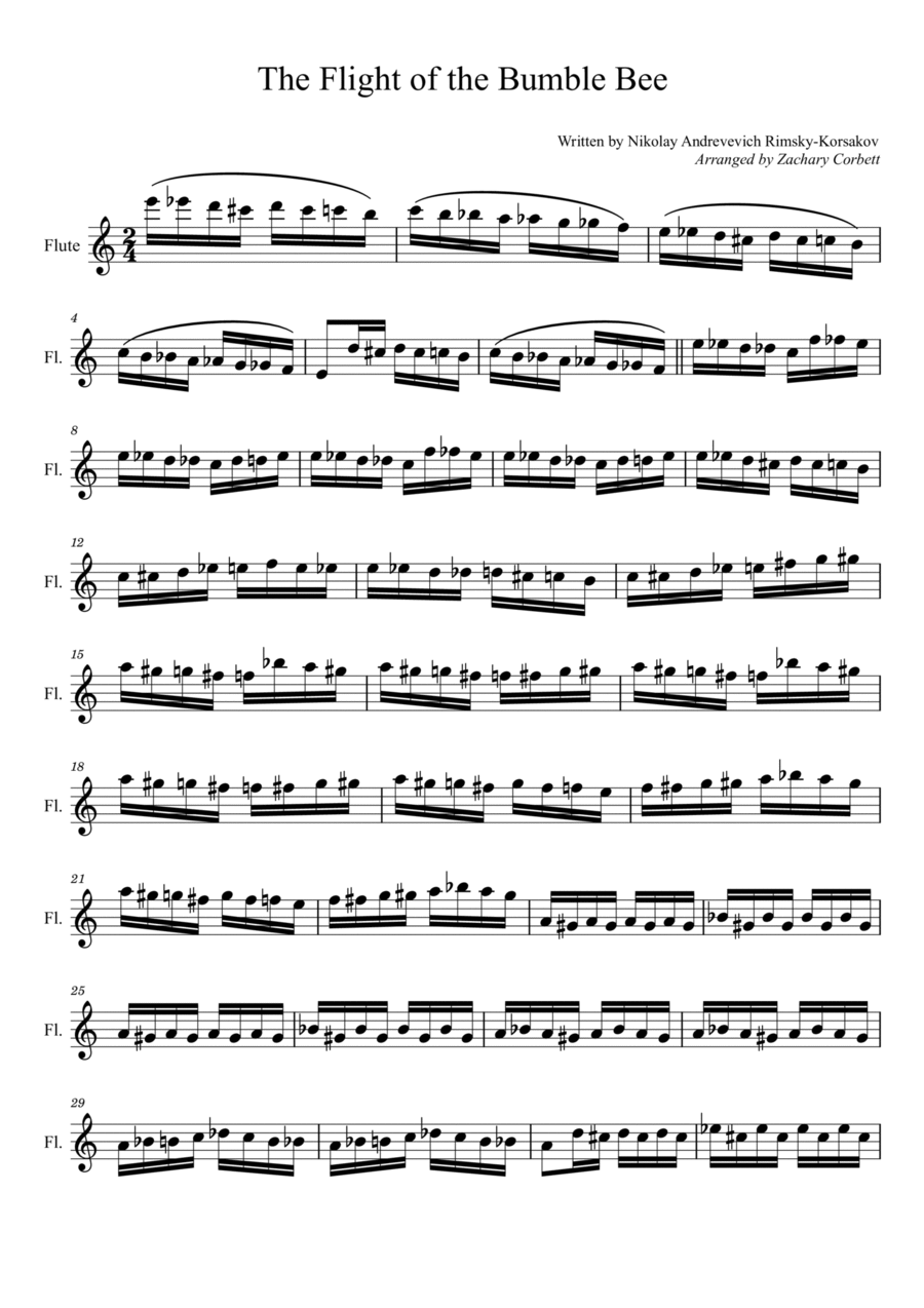 The Flight of the Bumblebee Flute Solo scores gallery preview page 1
