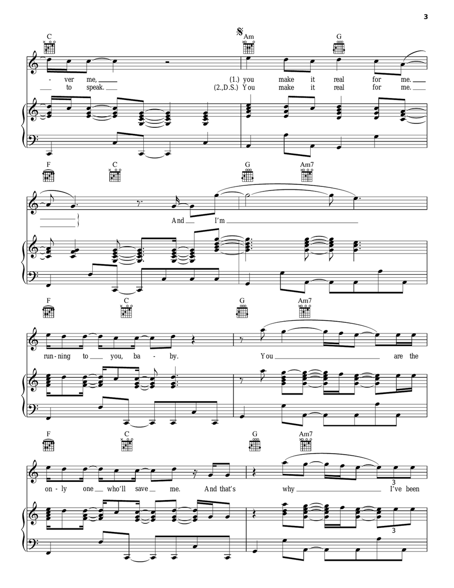 You Make It Real Piano, Vocal, Guitar scores gallery preview page 3