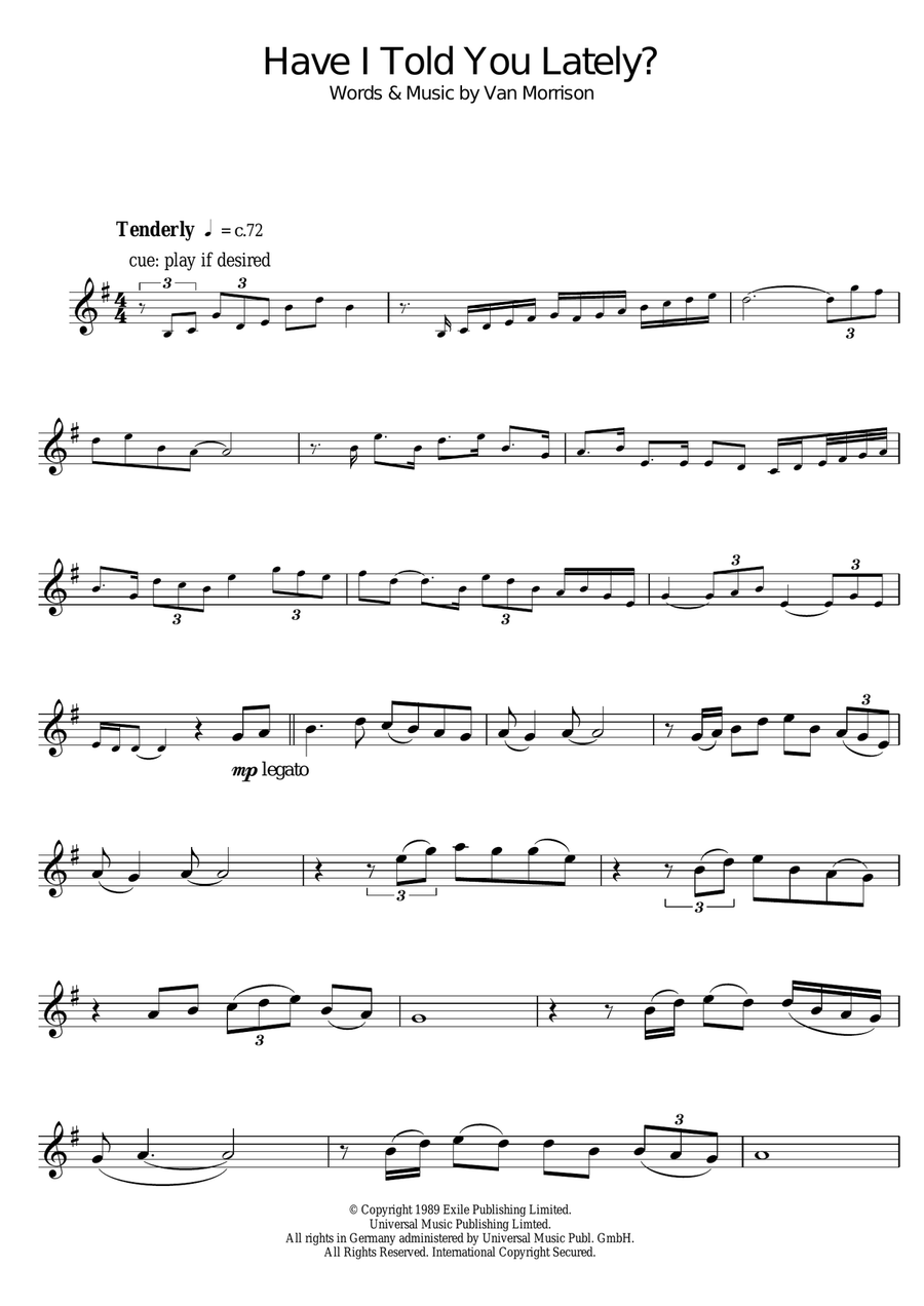 Have I Told You Lately Tenor Saxophone scores gallery preview page 1