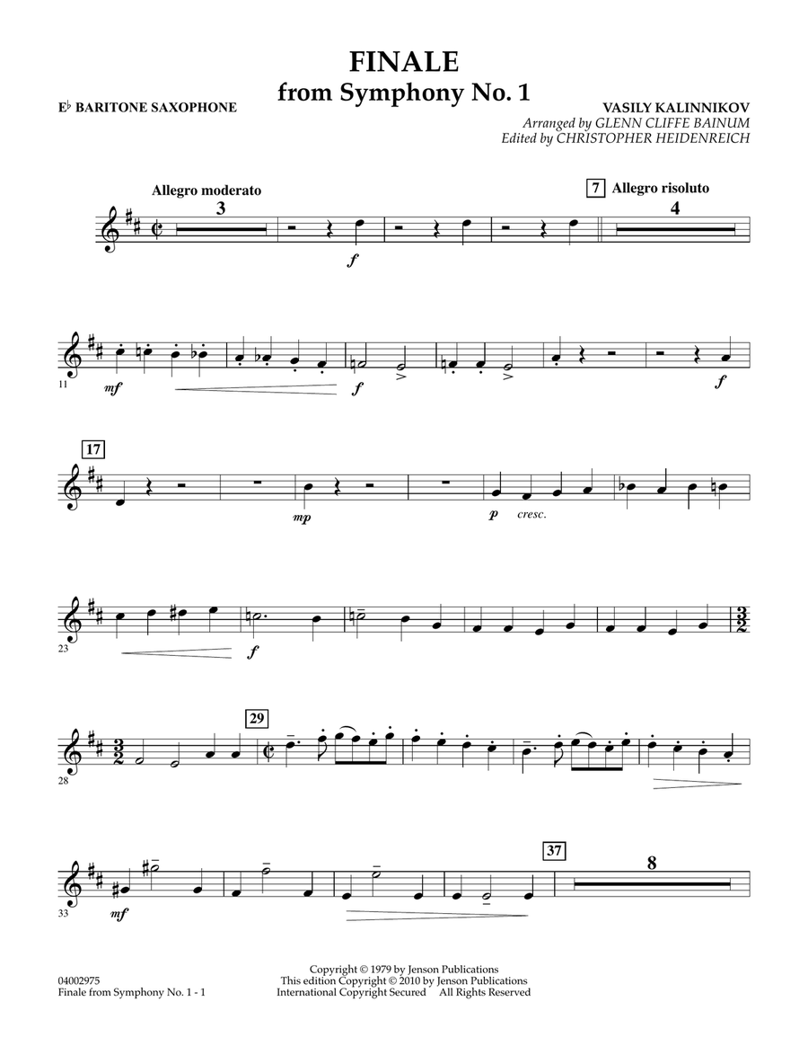 Finale from Symphony No. 1 - Eb Baritone Sax