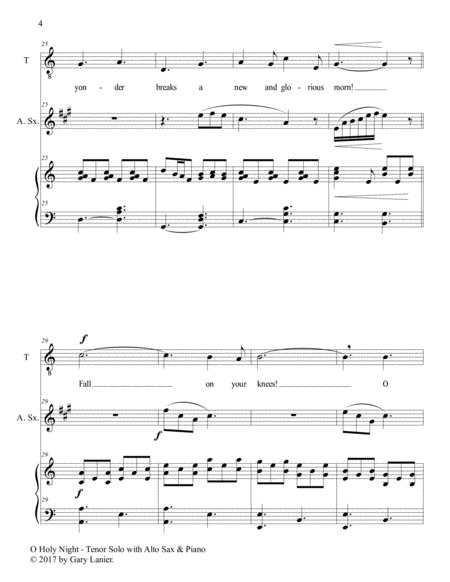 O HOLY NIGHT (Tenor Solo with Alto Sax & Piano - Score & Parts included) image number null
