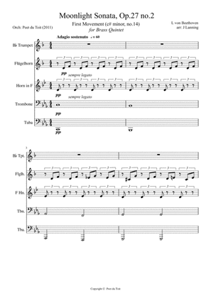 Andante sostenuto (I) from the Piano Sonata No. 14 in C♯ minor - L von Beethoven (Brass Quintet)