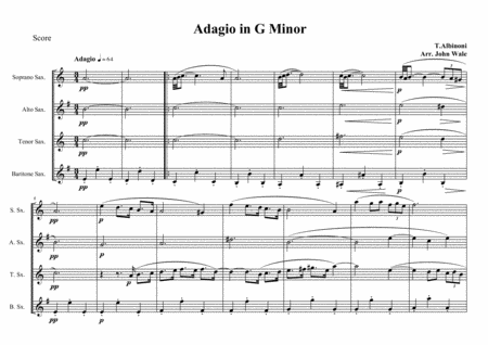ADAGIO IN G MINOR (Sax quartet) image number null