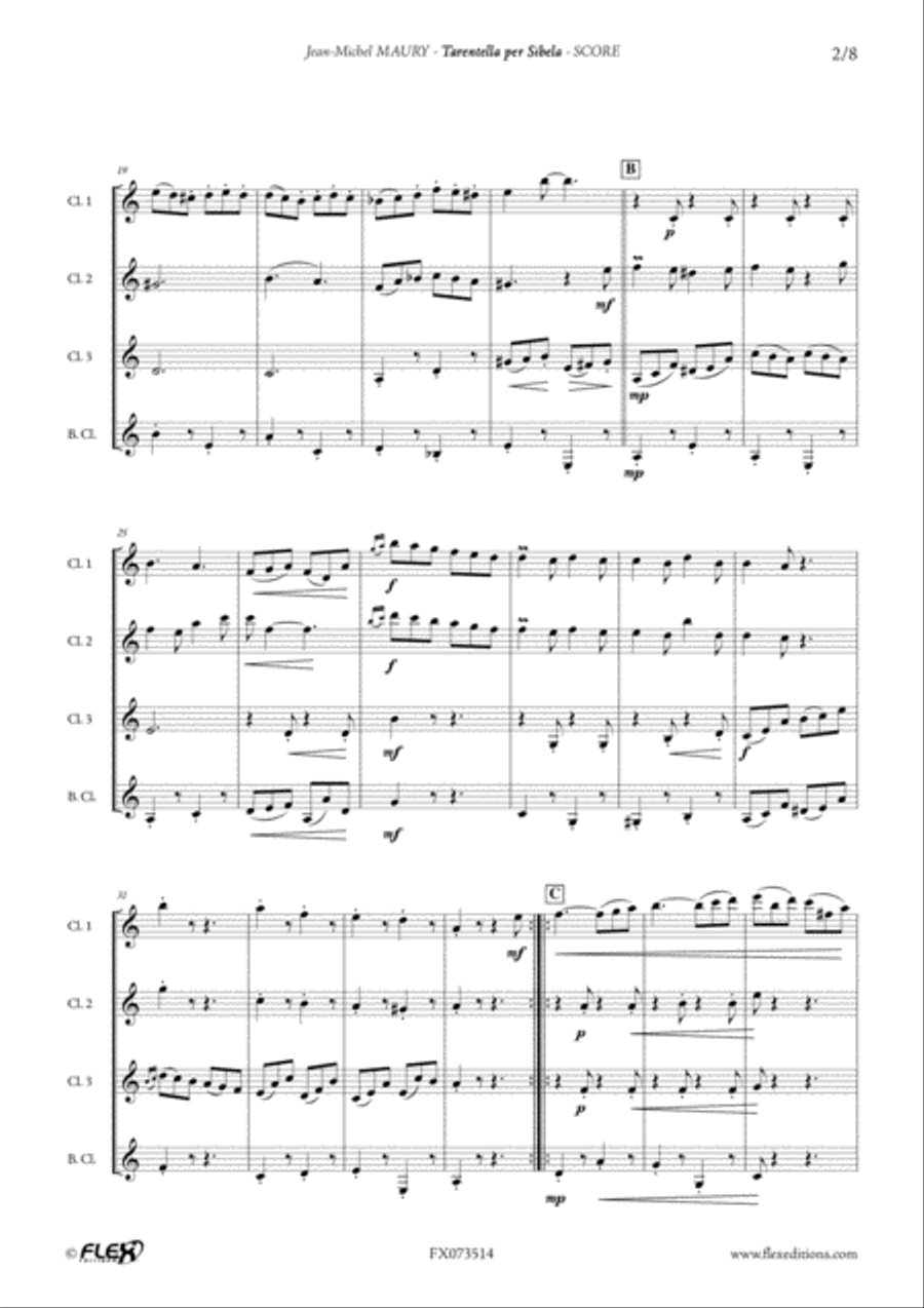 Tarentella Per Sibela B-Flat Clarinet scores gallery preview page 3