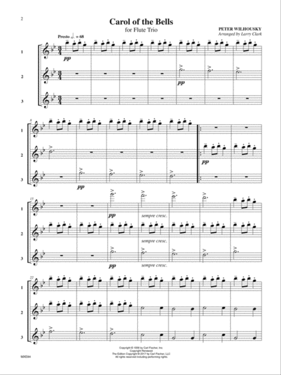 Carol of the Bells for Flute Trio Flute Trio scores gallery preview page 2