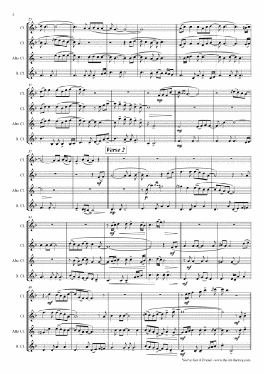 You've Got A Friend Woodwind Quartet scores gallery preview page 2