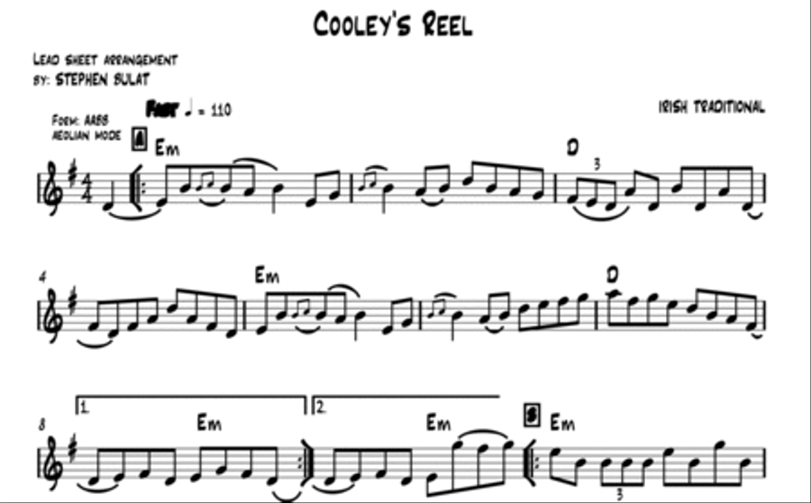Cooleys' Reel (Irish Traditional) - Lead sheet in original key of Em Large Ensemble scores gallery preview page 2