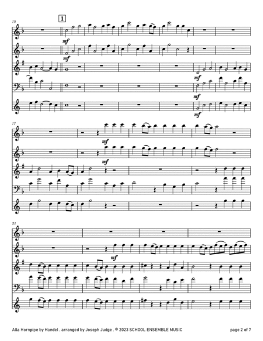 Alla Hornpipe by Handel for Woodwind Quartet in Schools Alla Hornpipe by Handel for Woodwind Quartet in Schools Woodwind Quartet scores gallery preview page 2