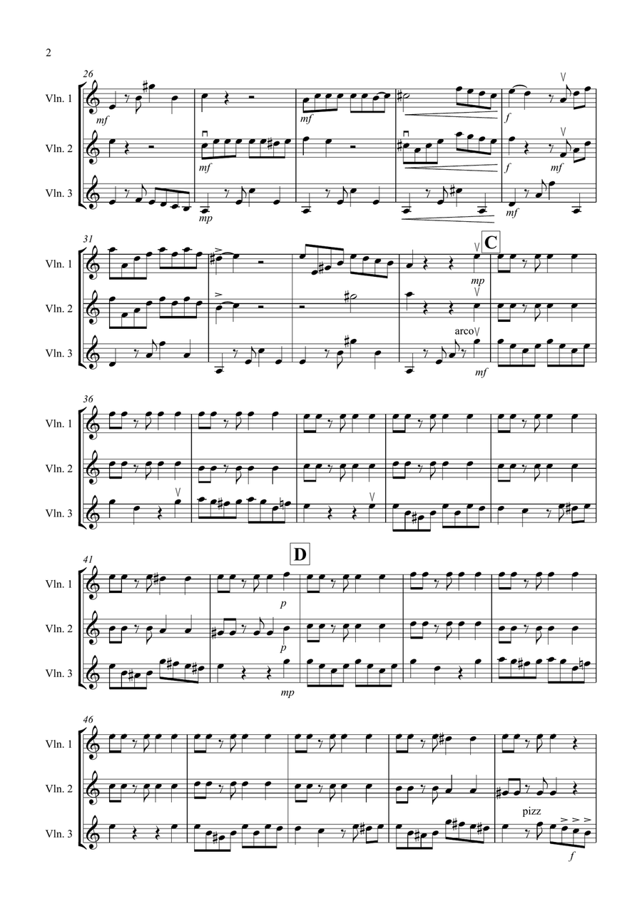 Tango á Trois for Violin Trio Violin Solo scores gallery preview page 2