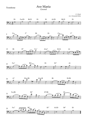 Book cover for Ave Maria (Gounod) for Trombone Solo with Chords (Eb Major)