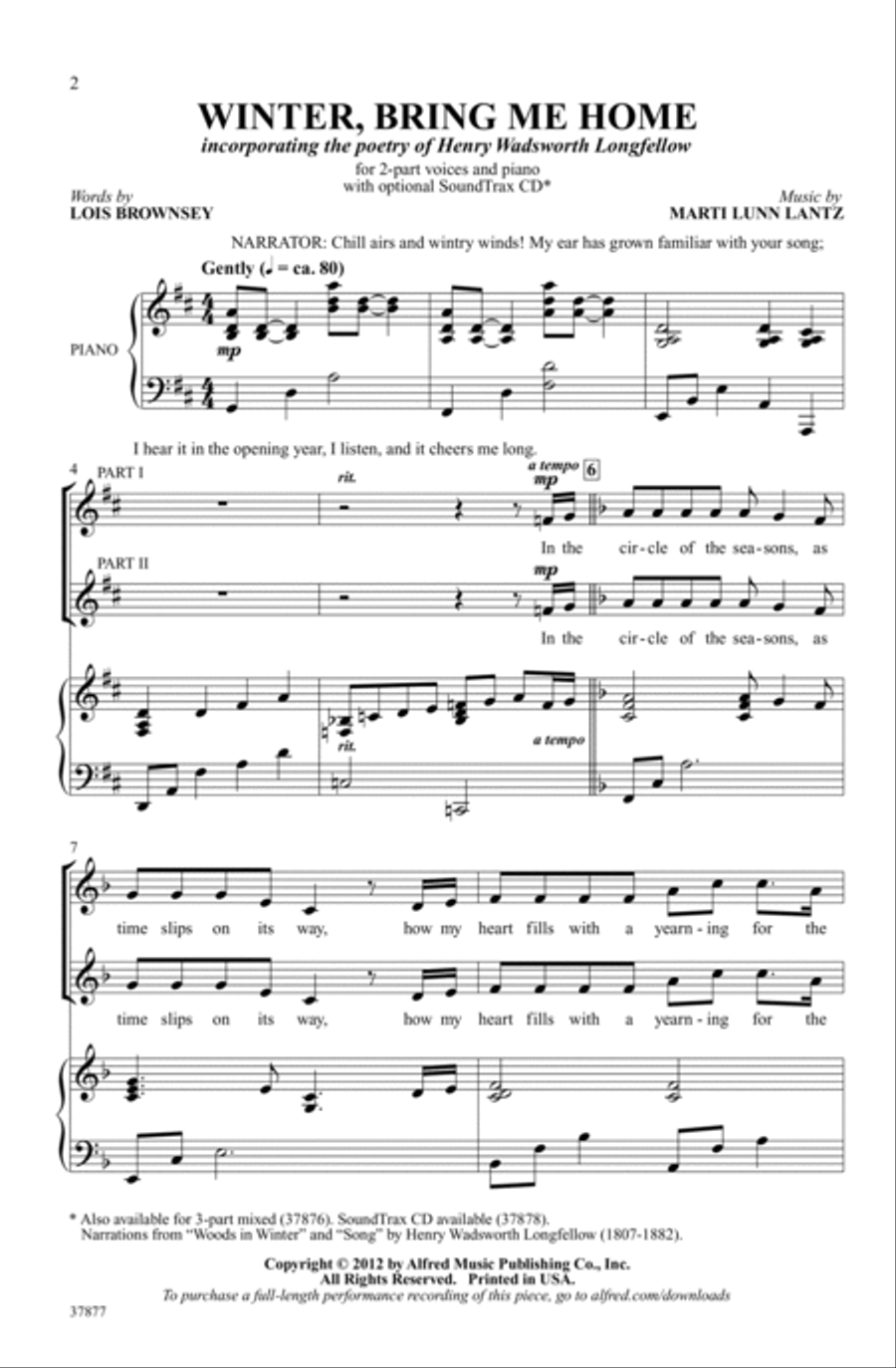 Winter, Bring Me Home Winter, Bring Me Home 2-Part scores gallery preview page 1