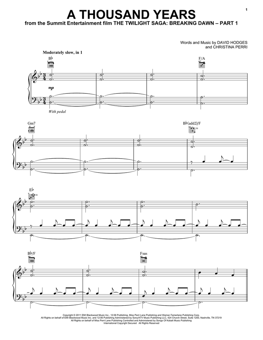 A Thousand Years Acoustic Guitar scores gallery preview page 1